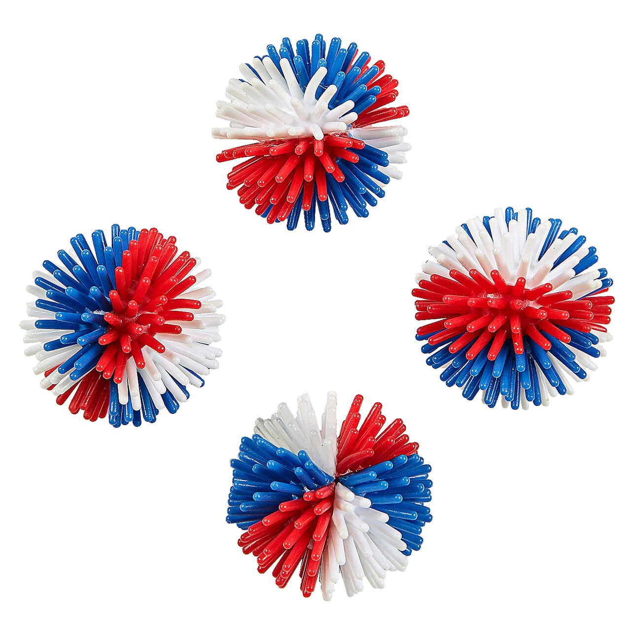 1 1/4" Mini Patriotic Red, White & Blue Vinyl Porcupine Balls 36 Pieces